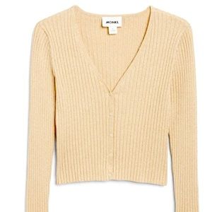Monki Silja gold lurex cardi w/ 🌼 buttons